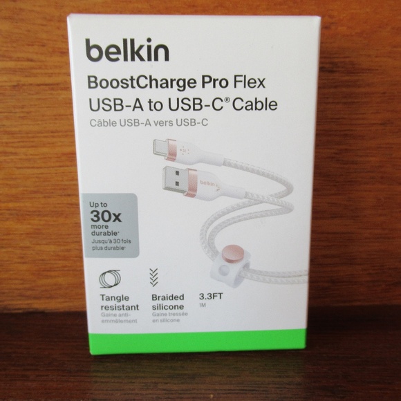 New! Belkin BoostCharge Pro Flex USB-A TO USB-C Cable - Picture 1 of 4